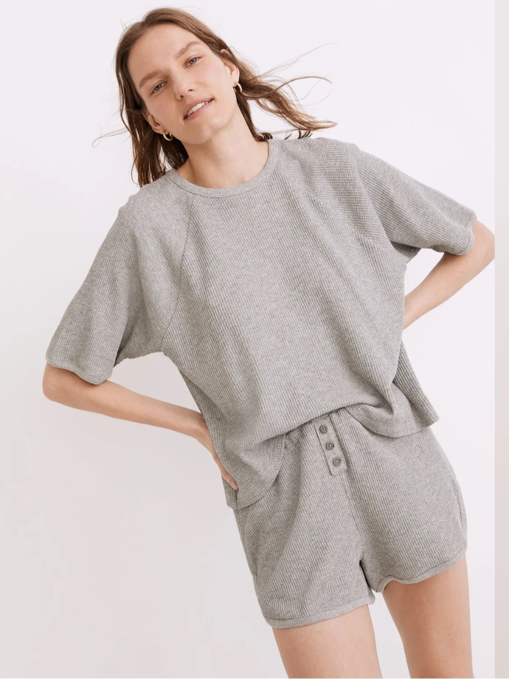 Madewell Gray Ribbed Lounge Set Large
